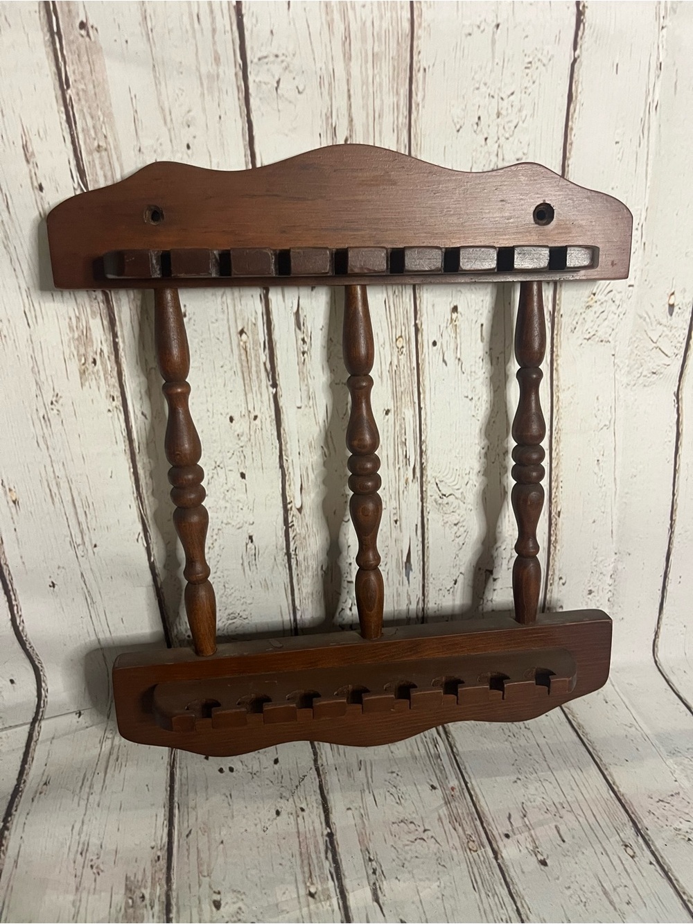 Vintage Rustic Spoon Rack With Spindles Hand Made Dark Brown
